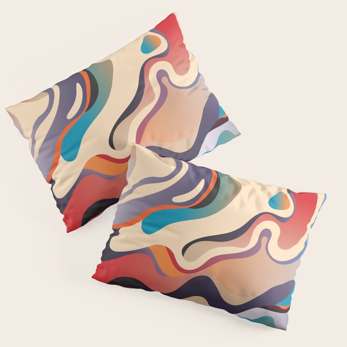 Retro Colorful Liquid Swirls Pillow Sham Gallery Image 1