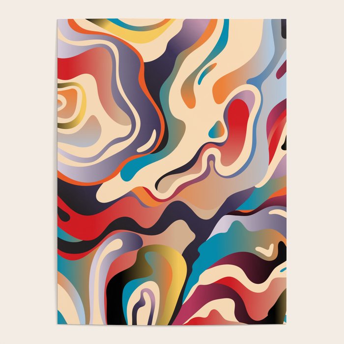 Retro Colorful Liquid Swirls Poster Gallery Image 1