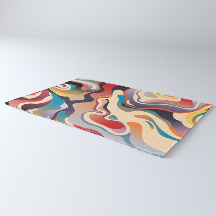 Retro Colorful Liquid Swirls Rug Gallery Image 3