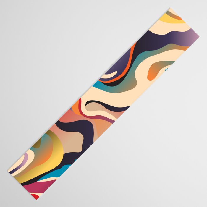 Retro Colorful Liquid Swirls Table Runner Gallery Image 3