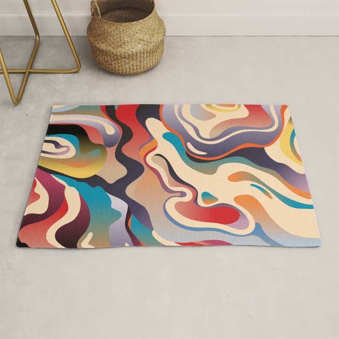 Retro Colorful Liquid Swirls Rug Gallery Image 1