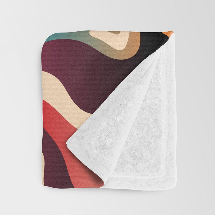 Retro Colorful Liquid Swirls Throw Blanket Gallery Image 3