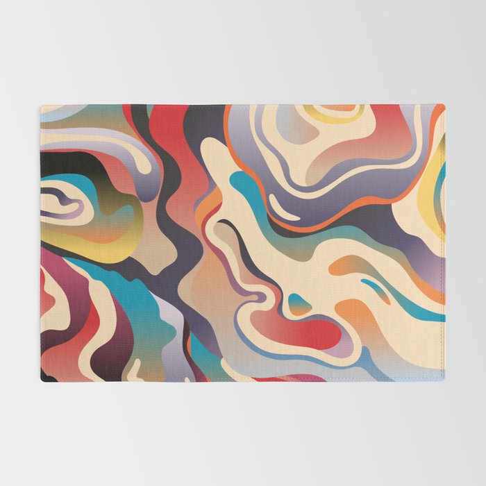 Retro Colorful Liquid Swirls Rug Gallery Image 2