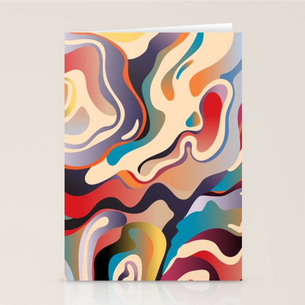 Retro Colorful Liquid Swirls Stationery Card Gallery Image 2