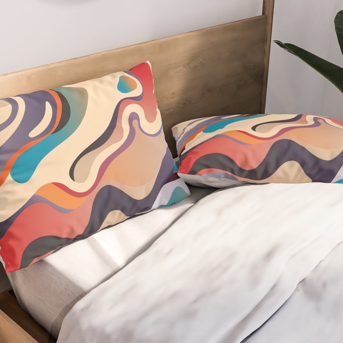 Retro Colorful Liquid Swirls Pillow Sham Gallery Image 2