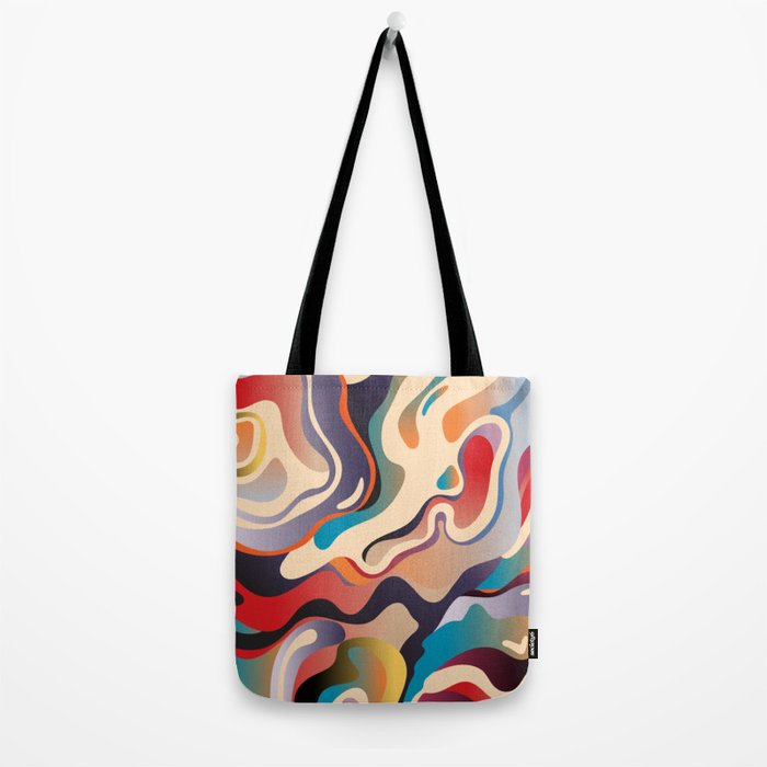 Retro Colorful Liquid Swirls Tote Bag Gallery Image 2