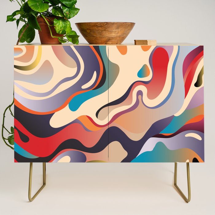 Retro Colorful Liquid Swirls Credenza Gallery Image 1