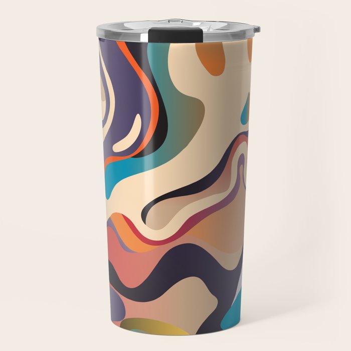 Retro Colorful Liquid Swirls Travel Mug Gallery Image 1