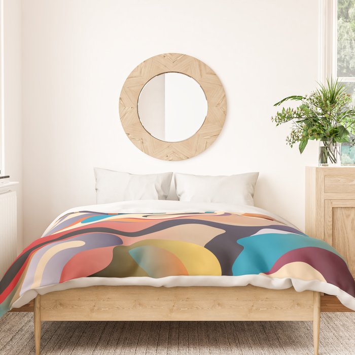 Retro Colorful Liquid Swirls Duvet Cover Gallery Image 3