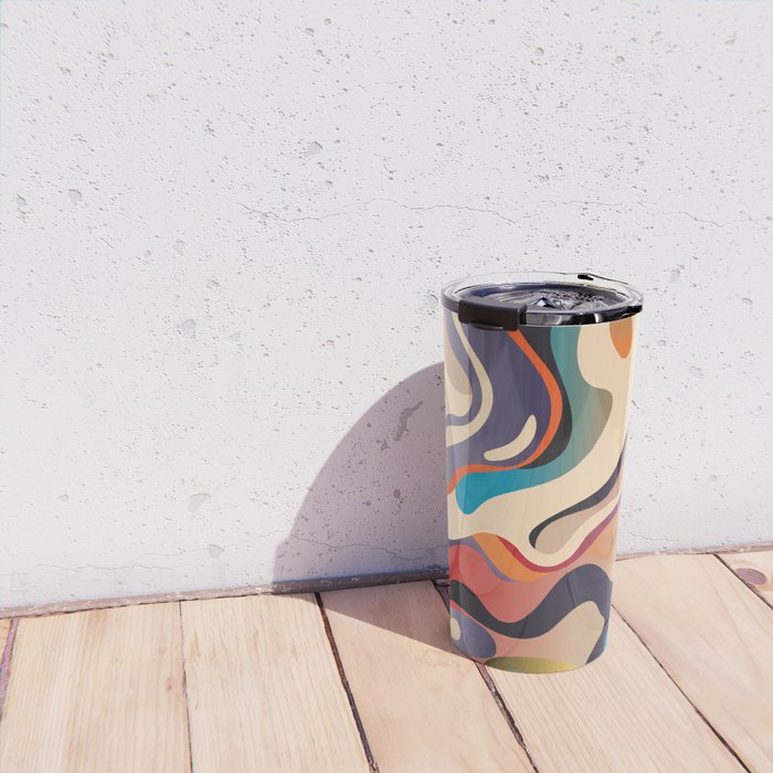 Retro Colorful Liquid Swirls Travel Mug Gallery Image 4
