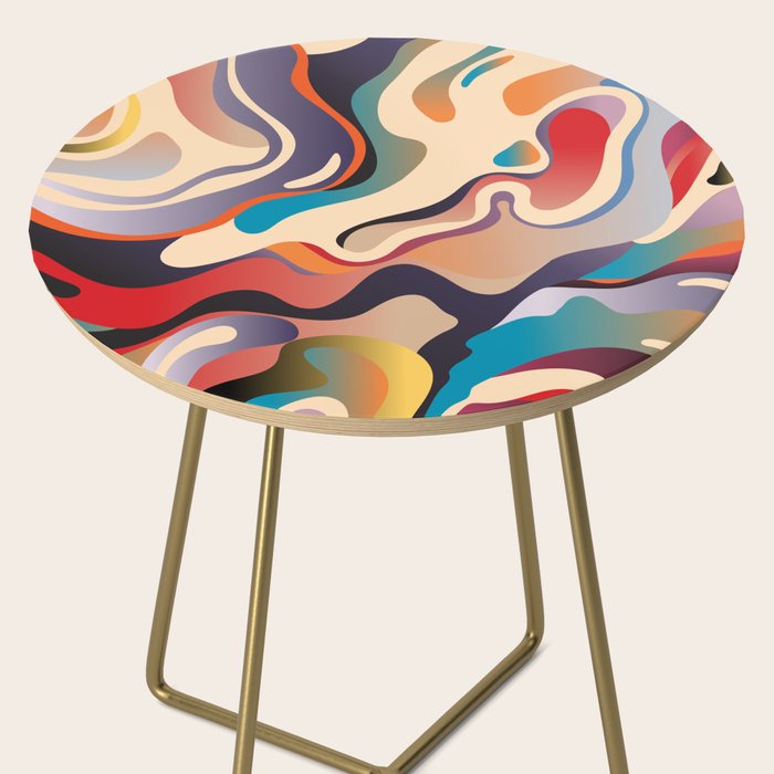 Retro Colorful Liquid Swirls Side Table Gallery Image 2