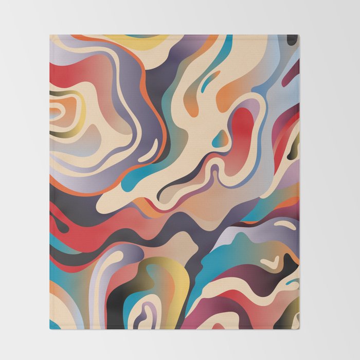 Retro Colorful Liquid Swirls Throw Blanket Gallery Image 2