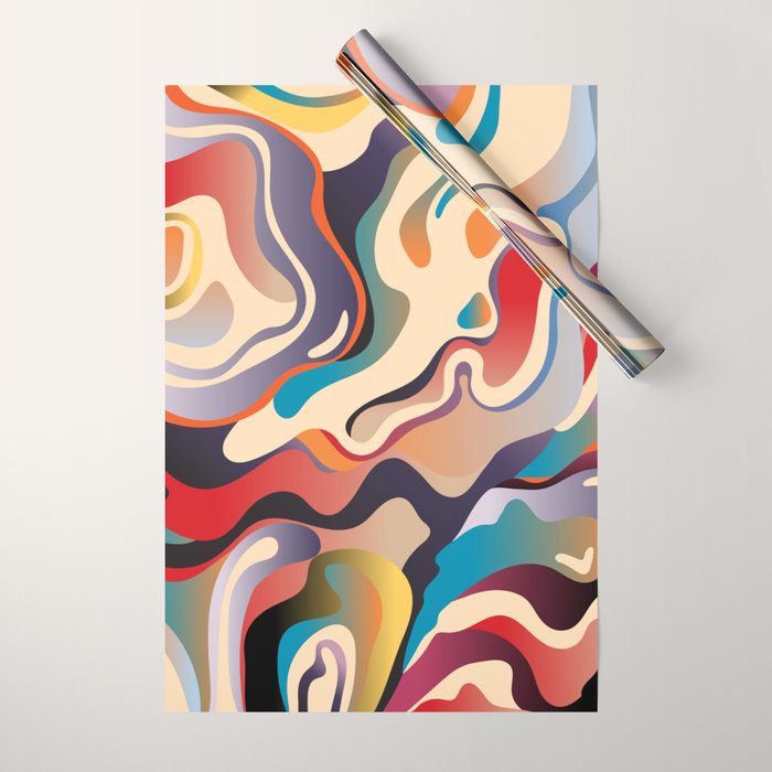 Retro Colorful Liquid Swirls Wrapping Paper Gallery Image 1
