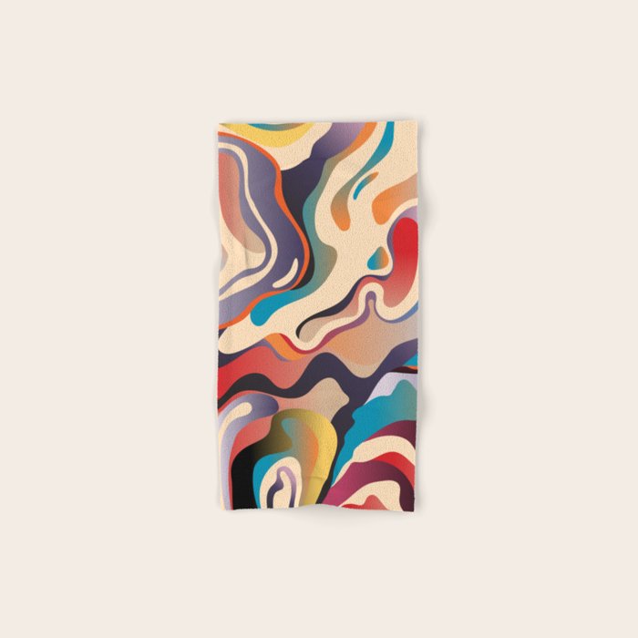 Retro Colorful Liquid Swirls Bath Towel Gallery Image 1
