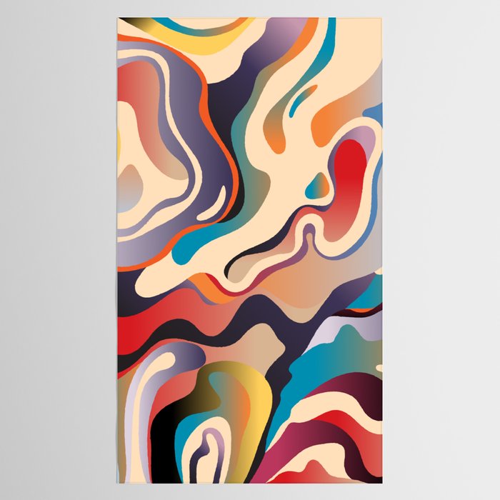 Retro Colorful Liquid Swirls Tablecloth Gallery Image 2