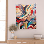 Retro Colorful Liquid Swirls Wall Tapestry Gallery Image 2