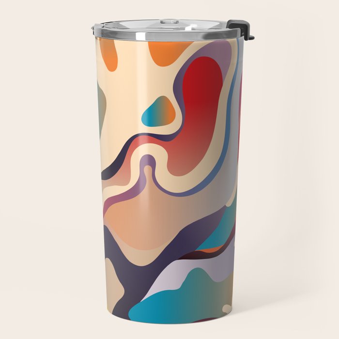 Retro Colorful Liquid Swirls Travel Mug Gallery Image 2