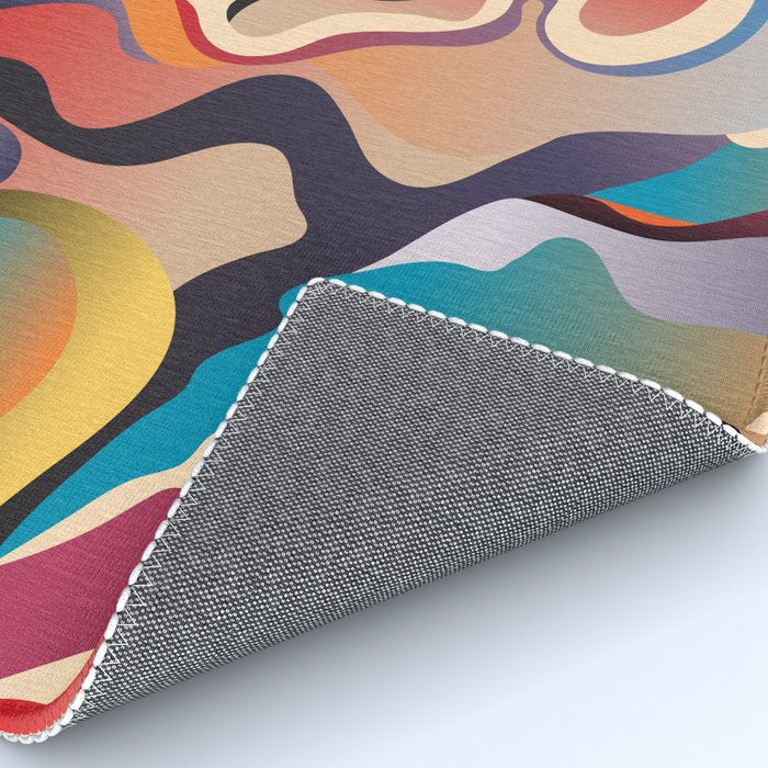 Retro Colorful Liquid Swirls Rug Gallery Image 4