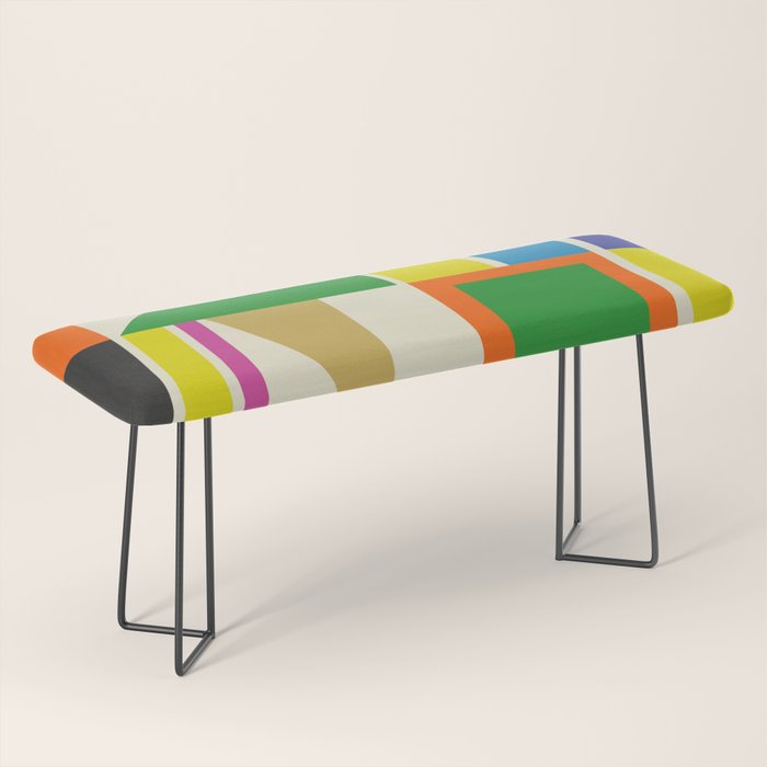 Modtastic Palm Springs Colorful Mid Century Modern Abstract Geometric Bench Gallery Image 1