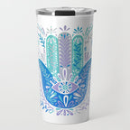 Hamsa Hand - Blue & Turquoise Palette Travel Mug Gallery Image 1