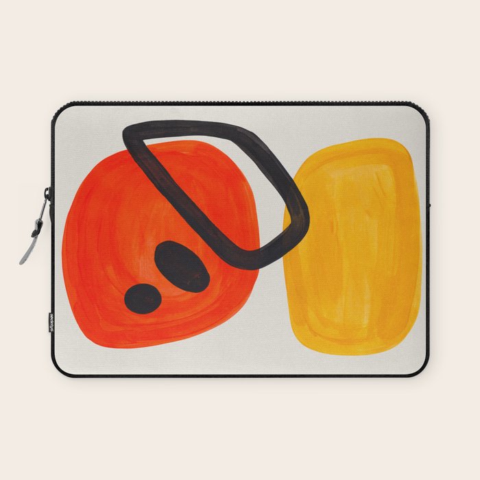 Colorful Mid Century Modern Abstract Fun Shapes Patterns Space Age Orange Yellow Orbit Bubbles Laptop Sleeve Gallery Image 1