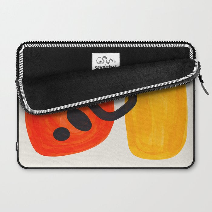 Colorful Mid Century Modern Abstract Fun Shapes Patterns Space Age Orange Yellow Orbit Bubbles Laptop Sleeve Gallery Image 2