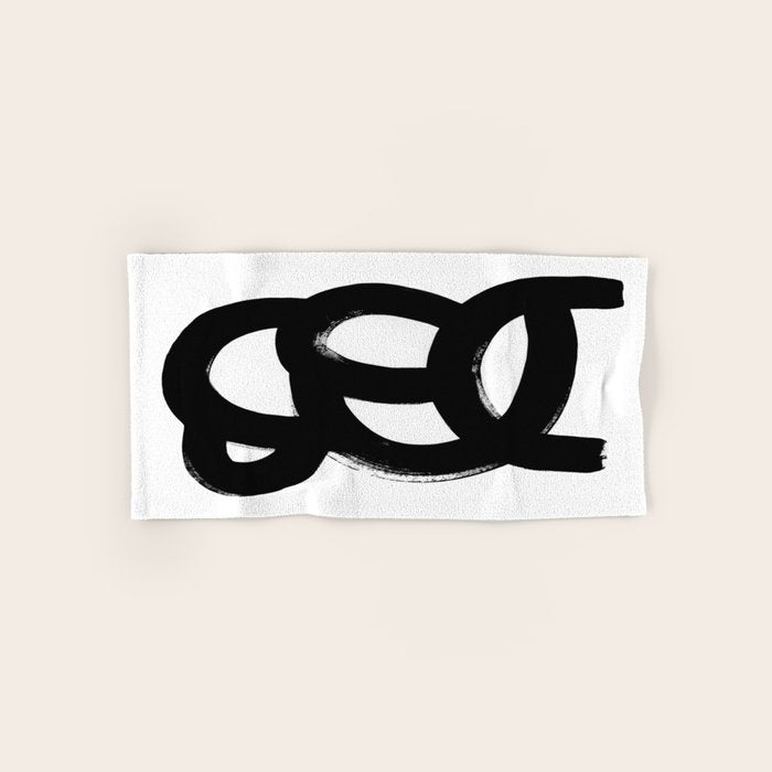 Black & White Minimalist Abstract Mid century Ink Art Dark Brush Strokes Towels Gallery Image 1