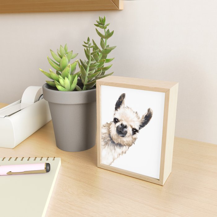 Sneaky Llama White Mini Art Print Gallery Image 2