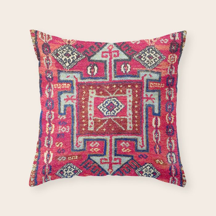 Malatya  Antique Kurdish Turkish Rug Print Throw Pillow Gallery Image 6