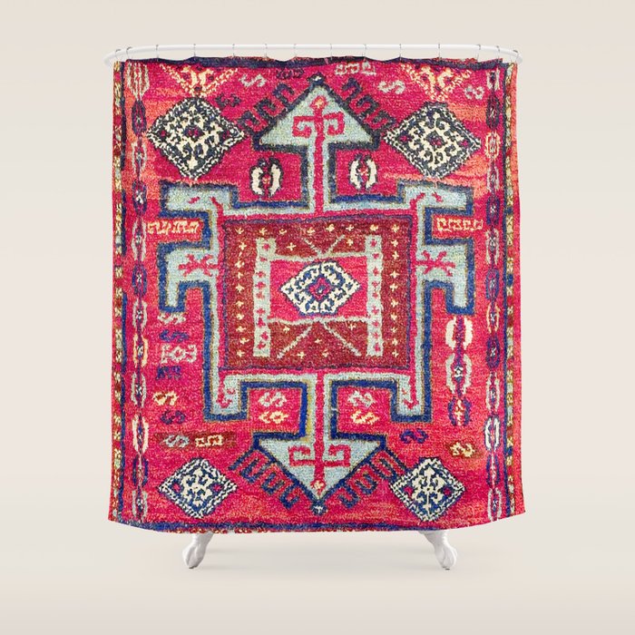 Malatya  Antique Kurdish Turkish Rug Print Shower Curtain Gallery Image 1