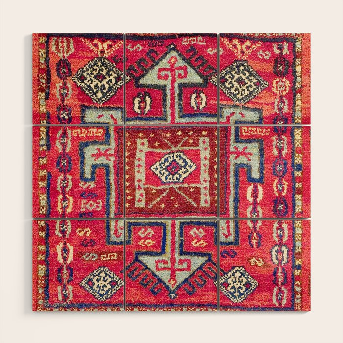 Malatya  Antique Kurdish Turkish Rug Print Wood Wall Art Gallery Image 1