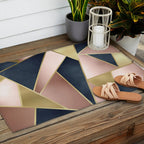 Geometric Art, Rose Gold, Pink and Navy Blue Modern  Outdoor Rug Gallery Image 2