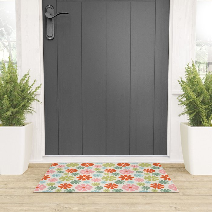 Retro Pinwheel Snowflakes - Holiday Colors Welcome Mat Gallery Image 3