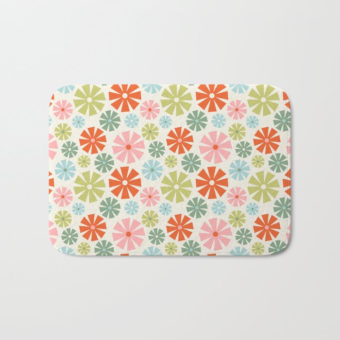 Retro Pinwheel Snowflakes - Holiday Colors Bath Mat Gallery Image 1