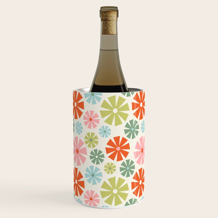 Retro Pinwheel Snowflakes - Holiday Colors Wine Chiller Gallery Image 1