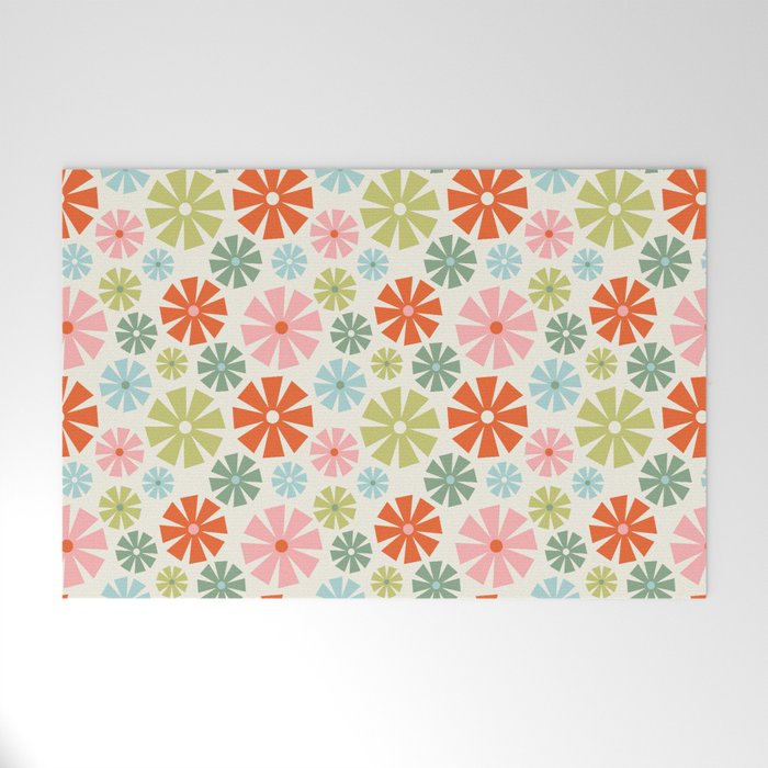 Retro Pinwheel Snowflakes - Holiday Colors Welcome Mat Gallery Image 1