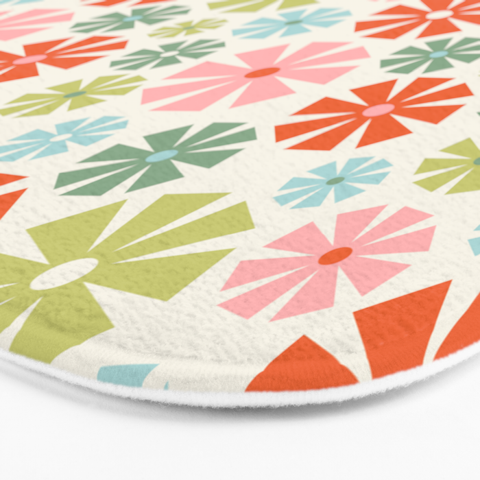 Retro Pinwheel Snowflakes - Holiday Colors Bath Mat Gallery Image 3