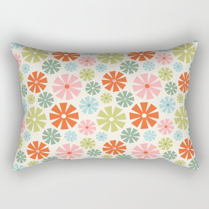 Retro Pinwheel Snowflakes - Holiday Colors Rectangular Pillow Gallery Image 2