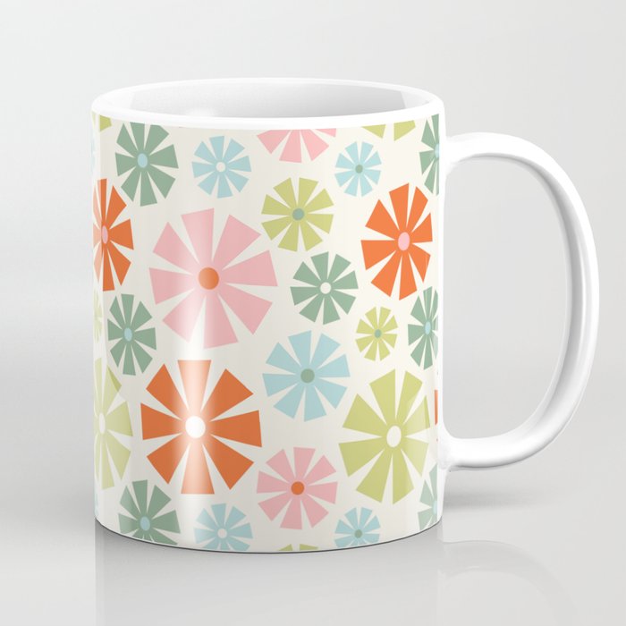Retro Pinwheel Snowflakes - Holiday Colors Coffee Mug Gallery Image 1