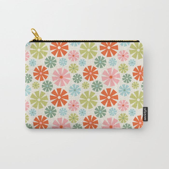 Retro Pinwheel Snowflakes - Holiday Colors Carry All Pouch Gallery Image 1