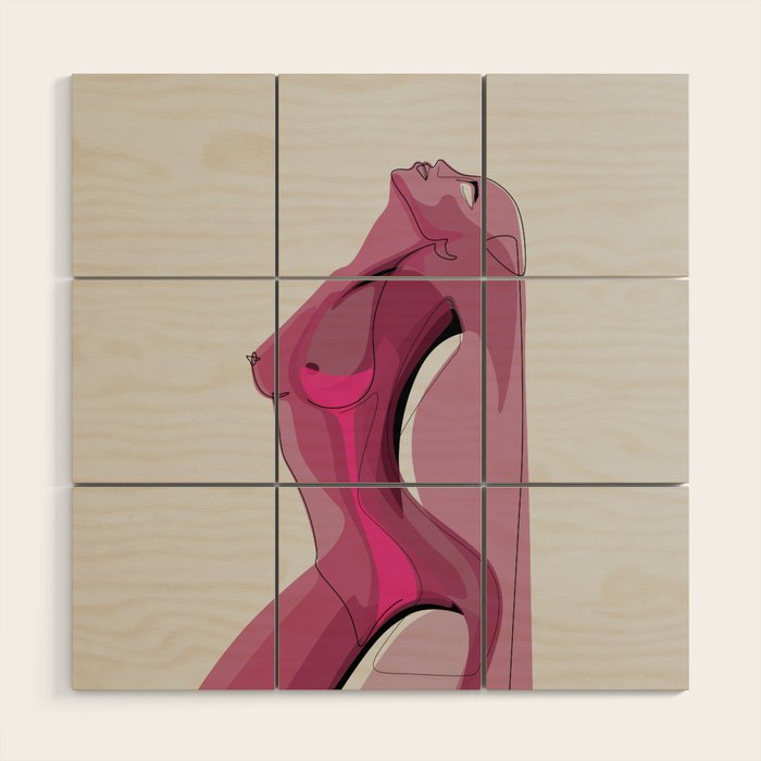 Pink Nudity Wood Wall Art
