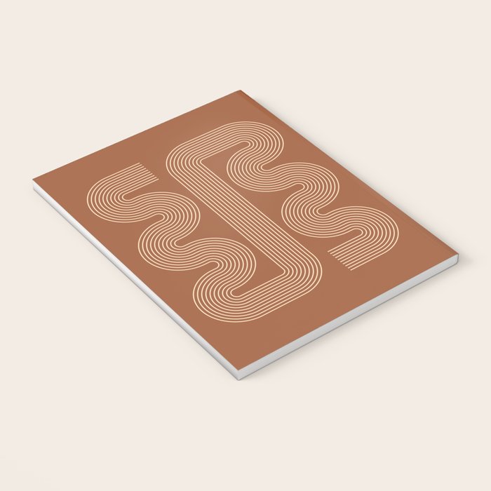 Geometric Lines in Terracotta and Beige 76 (Mid century Midern Rainbow Abstract) Notebook Gallery Image 3