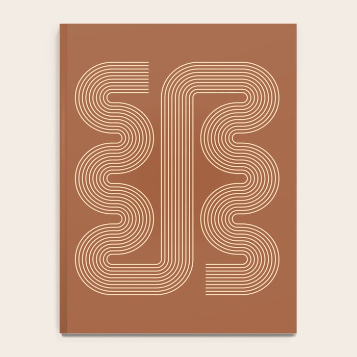 Geometric Lines in Terracotta and Beige 76 (Mid century Midern Rainbow Abstract) Notebook Gallery Image 4