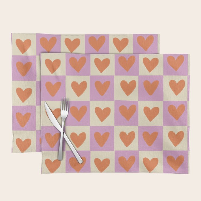 Checker red hearts  Placemat Gallery Image 1