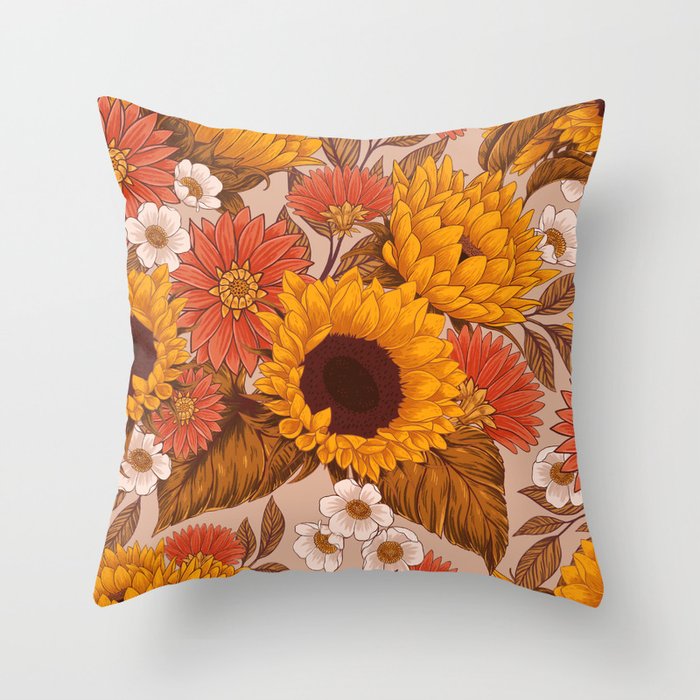 Sunflowers - Sunset Meadow Throw Pillow Gallery Image 1