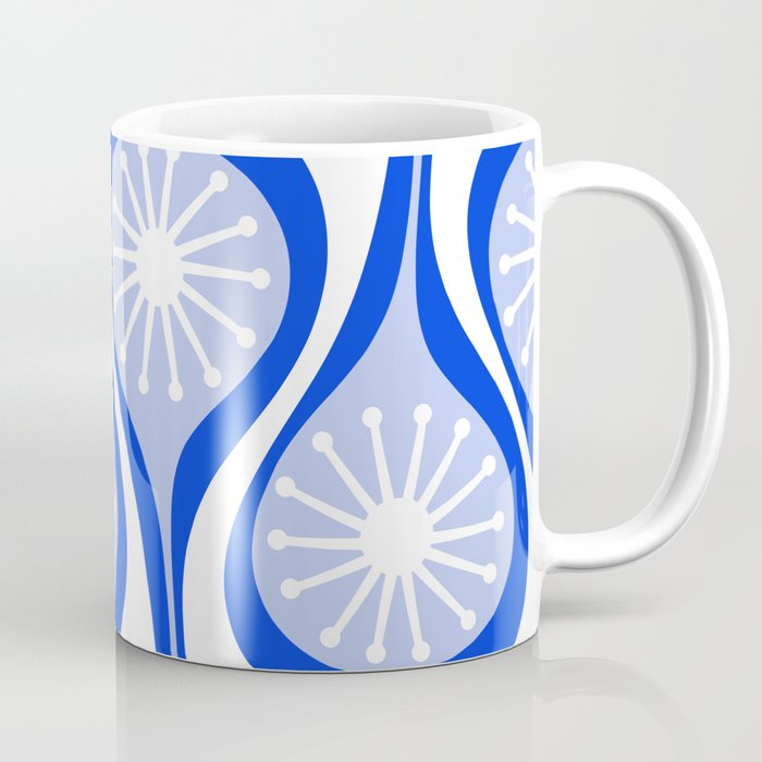 Atomic Drops Mid Century Modern Pattern Royal Blue Light Blue White Coffee Mug Gallery Image 1