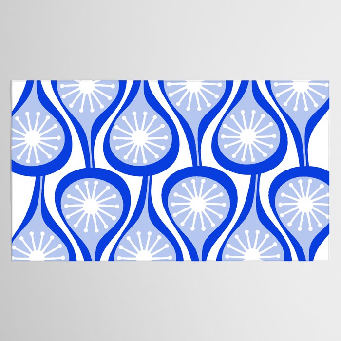Atomic Drops Mid Century Modern Pattern Royal Blue Light Blue White Tablecloth Gallery Image 2