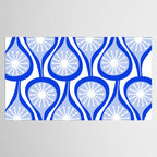 Atomic Drops Mid Century Modern Pattern Royal Blue Light Blue White Tablecloth Gallery Image 2