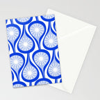 Atomic Drops Mid Century Modern Pattern Royal Blue Light Blue White Stationery Card Gallery Image 2