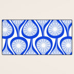 Atomic Drops Mid Century Modern Pattern Royal Blue Light Blue White Desk Mat Gallery Image 3